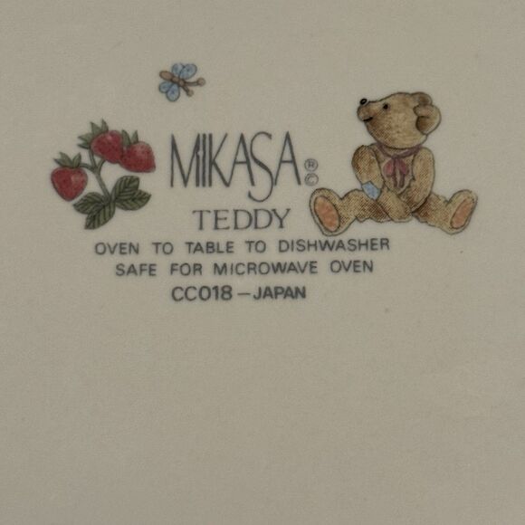 Mikasa Teddy Kids Set Plate and Bowl Teddy Bear  Mouse Strawberries Set - Picture 6 of 9